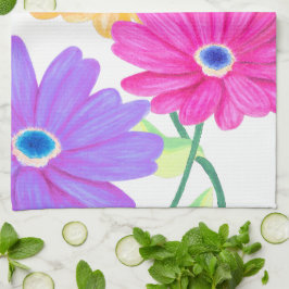 Trio av glädje: Ljus blomsterprakt Kökshandduk