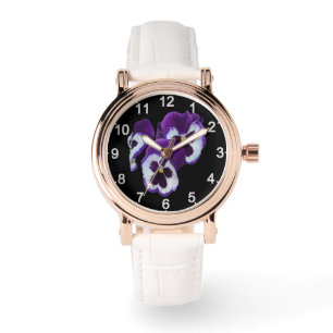 Trio av lila vita penséblommor: Naturens harmoni Armbandsur
