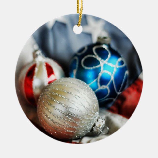 Trio av patriotiska prydnadar julgransprydnad keramik (Framsidan)