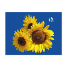 Trio av utklippta solrosor Foto på Blått