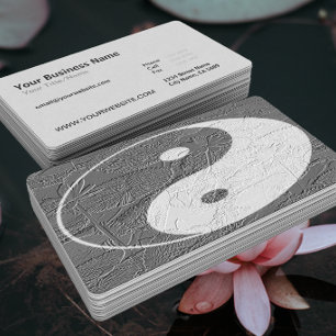 ©Trio Balance Lotusblommor Präglad-Liknande Textur Visitkort