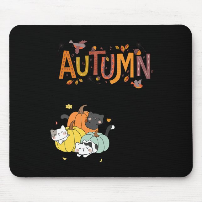 Trio Cute Pumpkin Cats Hej Fall Autumn Funny Musmatta (Framsidan)