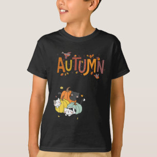 Trio Cute Pumpkin Cats Hej Fall Autumn Funny T Shirt