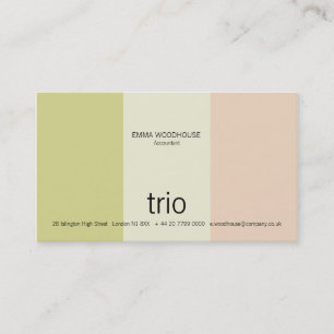 Trio Ecru, blek - grönt & rosor Visitkort