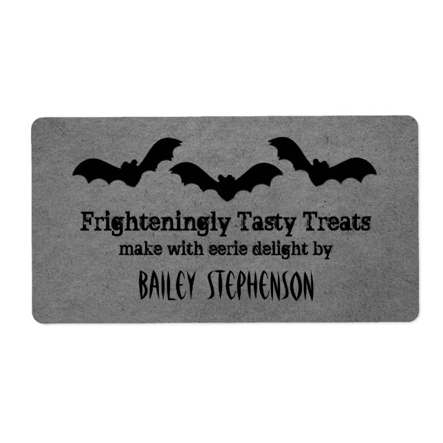 Trio-Fladdermöss Halloween-etiketter, Grått Fraktsedel (Framsidan)