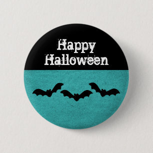 Trio-Fladdermöss-Halloween-knapp, Teal Knapp