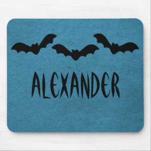 Trio-Fladdermöss Halloween Mousepad, Mörk blått Musmatta