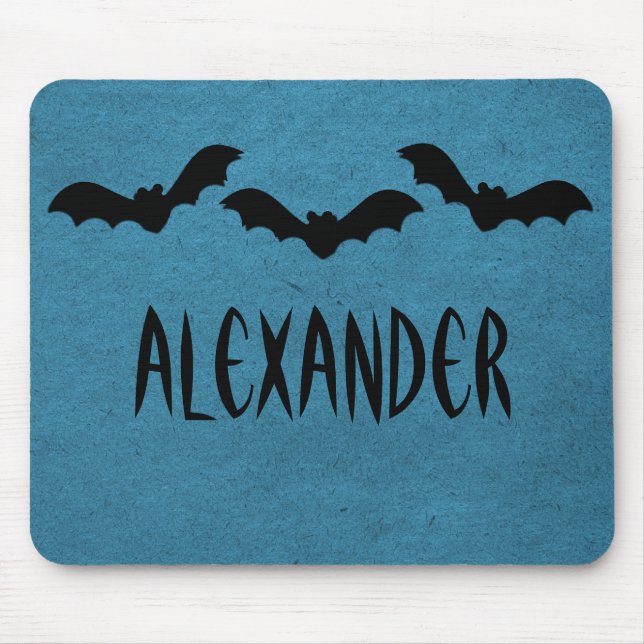 Trio-Fladdermöss Halloween Mousepad, Mörk blått Musmatta (Framsidan)