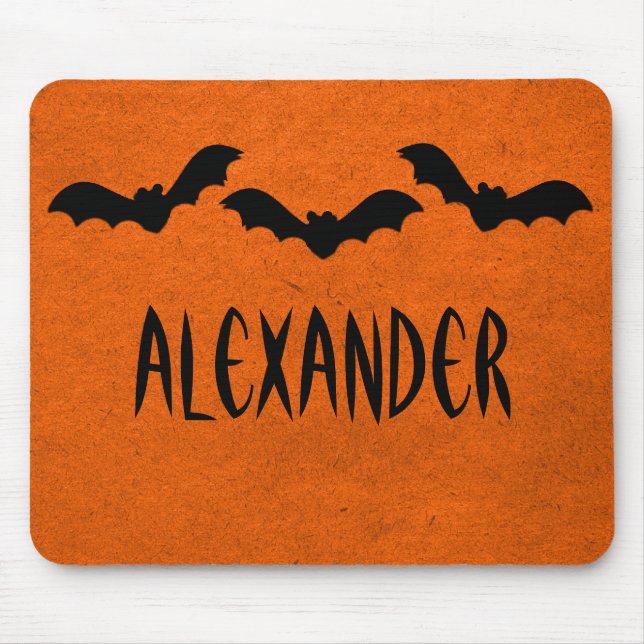 Trio Fladdermöss Halloween Mousepad, Orange Musmatta (Framsidan)