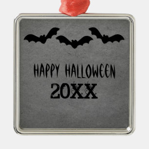 Trio-Fladdermöss Halloween Premium-ornament, Grått Julgransprydnad Metall