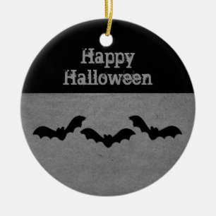 Trio-Fladdermöss Halloween-prydnadsämne, Grått Julgransprydnad Keramik