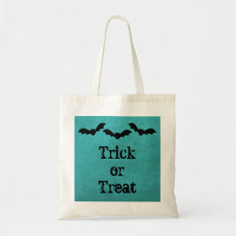 Trio Fladdermöss Halloween Treat Bag, Teal Tygkasse