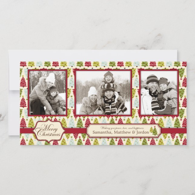 Trio-fotokort för julgran julkort (Framsida)