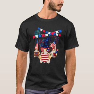 Trio Gnomes 4:e juli USA Flagga Patriotic America T Shirt