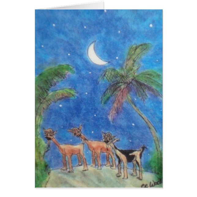 Trio i månsken hälsningskort (Framsidan)