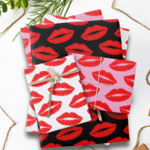 Trio Lipstick Kiss Mönster Wrapping Pappra Lakan