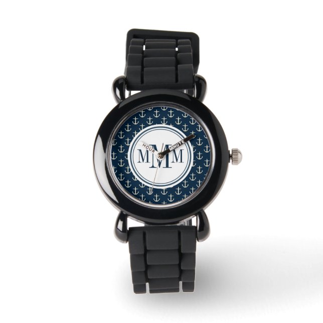 Trio Monogram Anchor Mönster Armbandsur (Framsida)