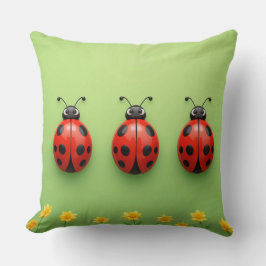 🐞 Trio Nyckelpiga Karaktär Scen Mysigt Hem Inredn Kudde