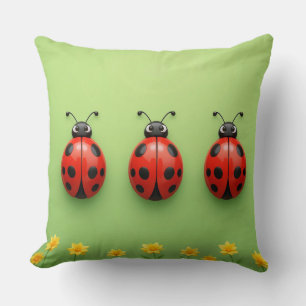 🐞 Trio Nyckelpiga Karaktär Scen Mysigt Hem Inredn Kudde