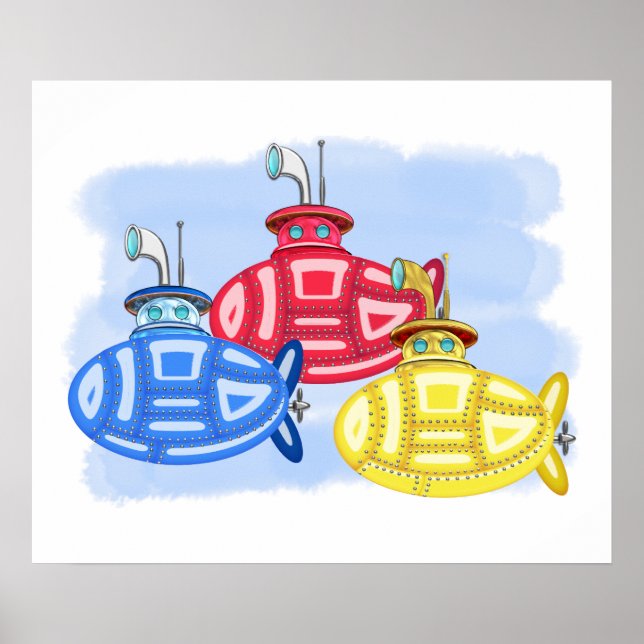 Trio of Crayon Färgad Subs Poster (Framsidan)
