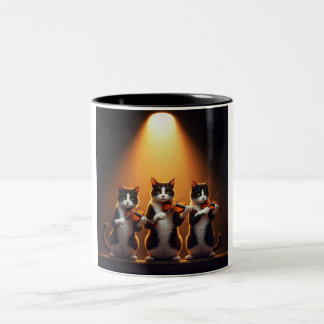 Trio of Feline Musicians Coffee Mug Två-Tonad Mugg