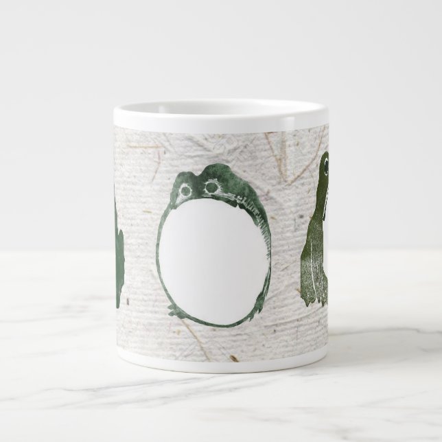 Trio of Grumpy Japanska Frogs Toads 1800-talet Jumbo Mugg (Framsidan)