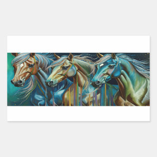 Trio of Horses Rektangulärt Klistermärke