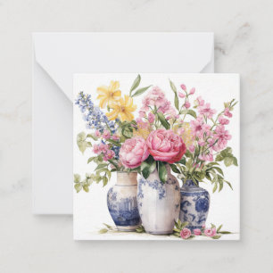 Trio på blomsterBouquets Delft Vas-platta anteckni Anteckningskort