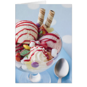 Trio på iskräm och sötsökta sön Sundae Hälsningskort