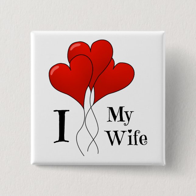 Trio Red Heart-ballonger i Kärlek min fru Knapp (Framsida)