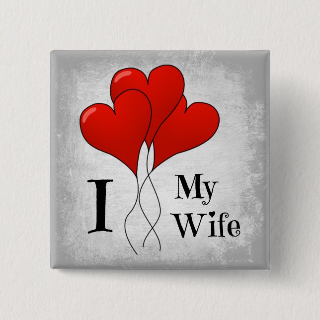 Trio Red Heart-ballonger i Kärlek min fru Knapp (Framsida)