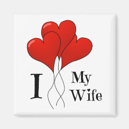 Trio Red Heart-ballonger i Kärlek min fru Magnet