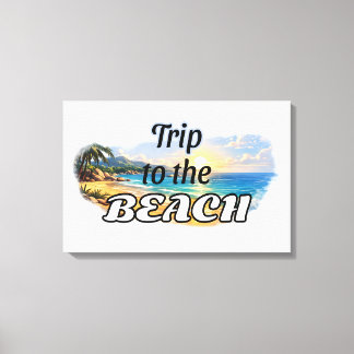 Trip to the Beach Tropical Sunset Escape Design Canvastryck