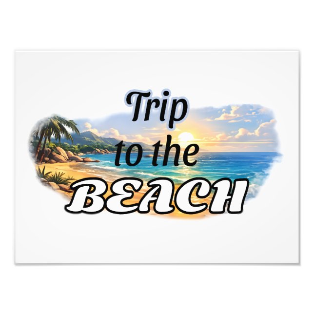 Trip to the Beach Tropical Sunset Escape Design Fototryck (Framsidan)