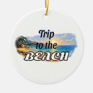 Trip to the Beach Tropical Sunset Escape Design Julgransprydnad Keramik