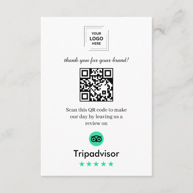 TripAdvisor QR Recension Kundfeedback Infoga  Tilläggskort (Framsida)