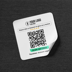 Tripadvisor Recensioner QR-kod Betygsätt Företag 5 Fyrkantigt Klistermärke