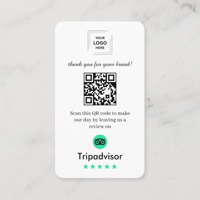 TripAdvisor Recensions QR Kundfeedback Stil Visitkort (Framsida)