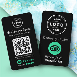 TripAdvisor Recensionsförfrågan med logotyp och QR Visitkort