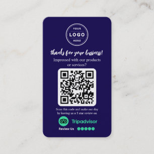 TripAdvisor Recensionsförfrågan med logotyp och QR Visitkort