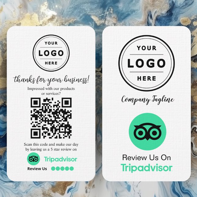 TripAdvisor Recensionsförfrågningskort med QR-kod Visitkort (leave a review)
