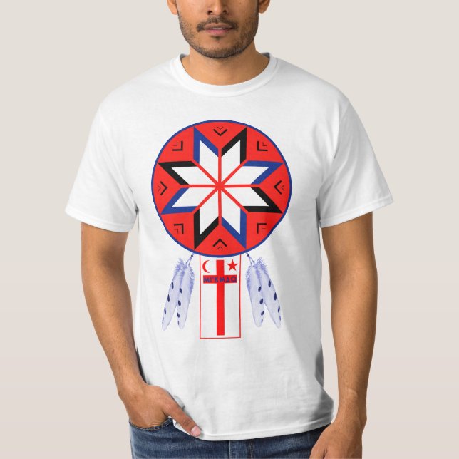 Tripartite Mi'Kmaq forasymbol och flagga T-shirt (Framsida)