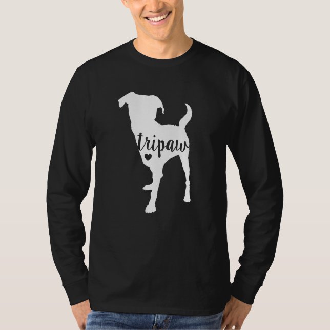 Tripaw Hund, Three Legged Hund, Tripaw Mamma, Trip T Shirt (Framsida)