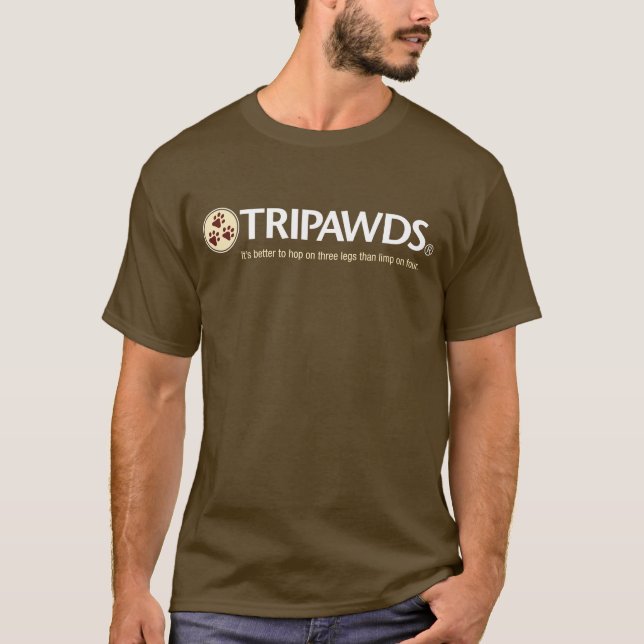 Tripawds Logotyp T (Manar, Mörk) T Shirt (Framsida)