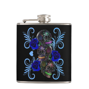 Triple Black Day of the dead Döskallar Blue Ro Fickplunta