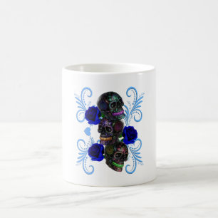 Triple Black Day of the dead Döskallar Blue Ro Kaffemugg