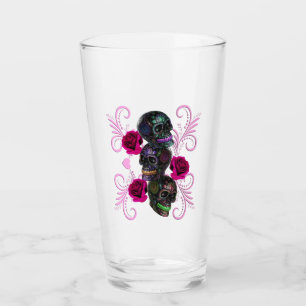 Triple Black Day of the dead Döskallar Rosa ros Glaskopp