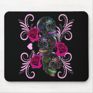 Triple Black Day of the dead Döskallar Rosa ros Musmatta