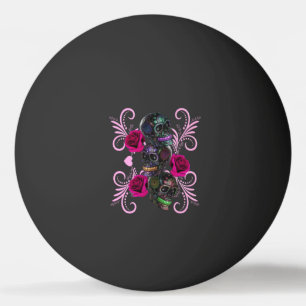 Triple Black Day of the dead Döskallar Rosa ros Pingisboll