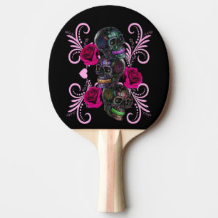 Triple Black Day of the dead Döskallar Rosa ros Pingisracket